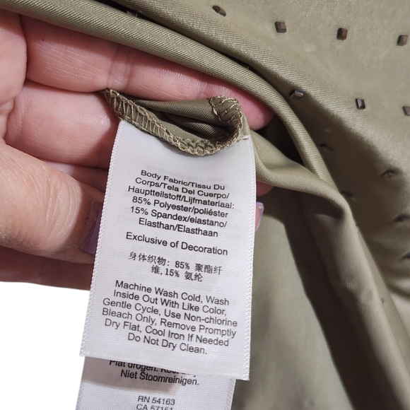 NWT Stark X Olive Studded Satin Top Quiet Luxury Soft Grunge Holiday Chic Large - Picture 9 of 12